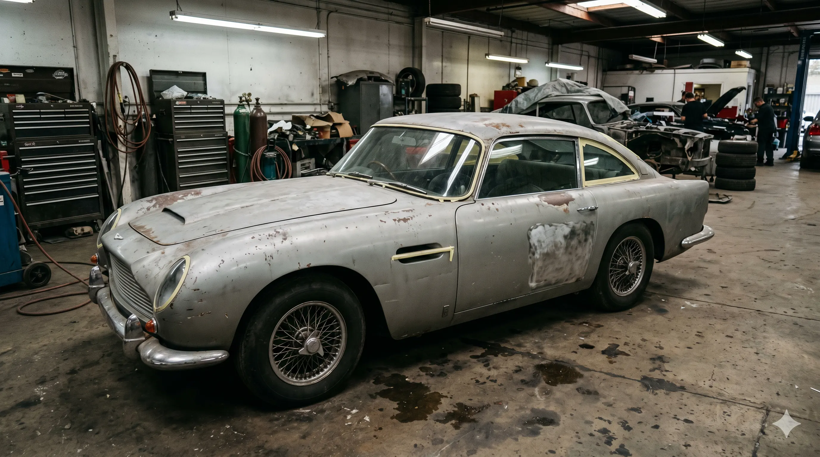 1963 Aston Martin DB5 — Silver Birch Museum Restoration — before restoration