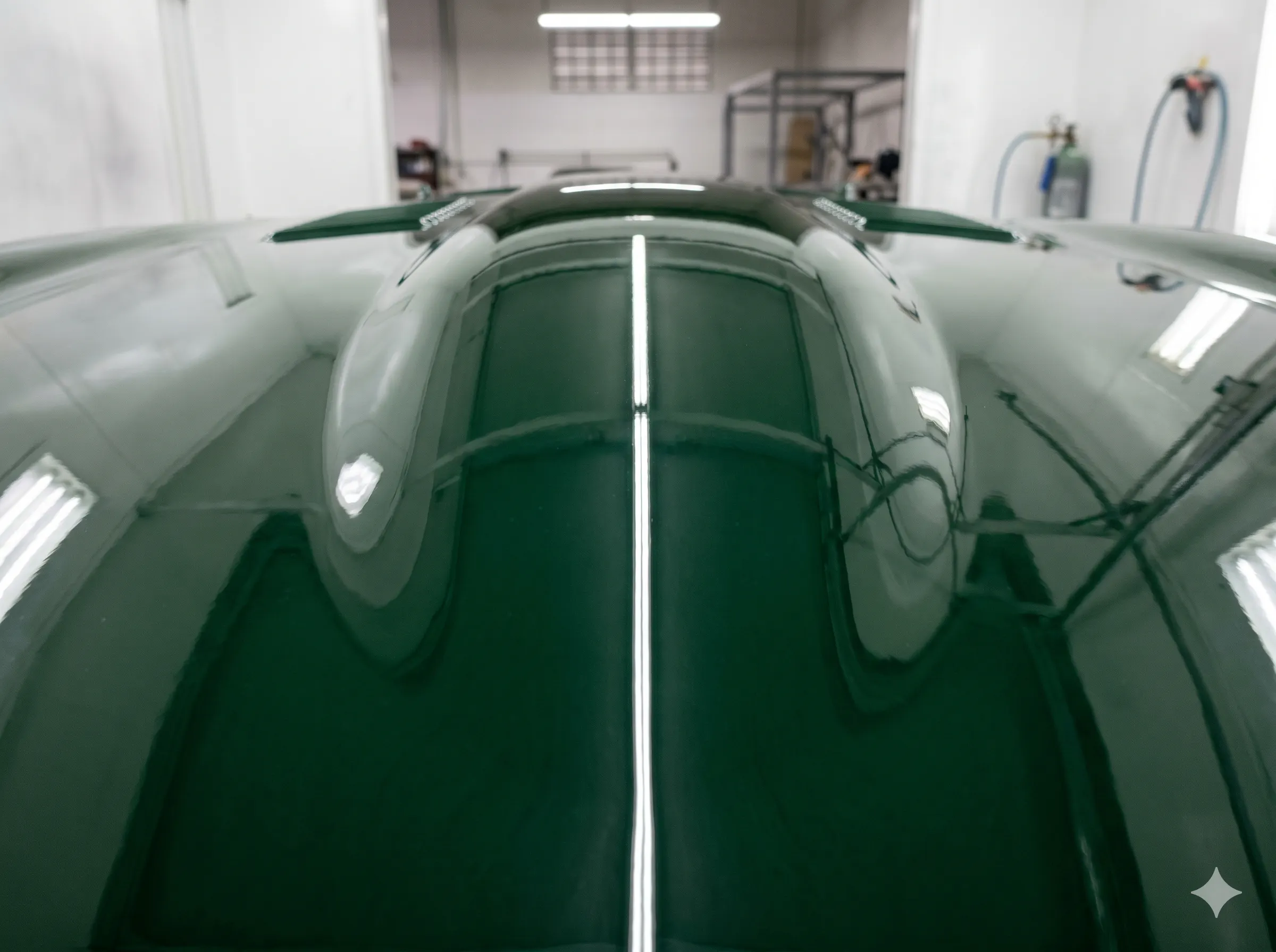 Bonnet centre line — zero-gap panel alignment achieved after strip-down